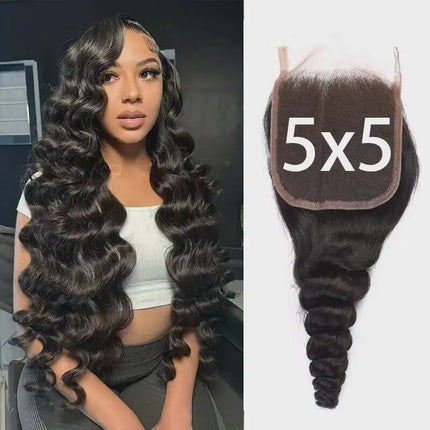 5x5 Transparent HD Lace Closure Loose Wave Human Hair Closure 22 Inch Invisible Ultra-thin 5x5 Lace Closure Brazilian Raw Virgin