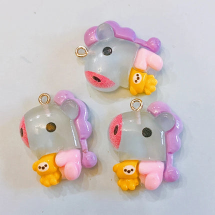 10pcs Kawaii  Koala Heart Resin Cute Charms For Jewelry Making Earrings Necklace Keychain Diy Handmade Accessories