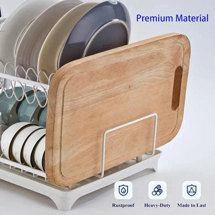2 Tier Dish Drying Rack Large Rustproof Kitchen Drainer with Drainboard Organizer