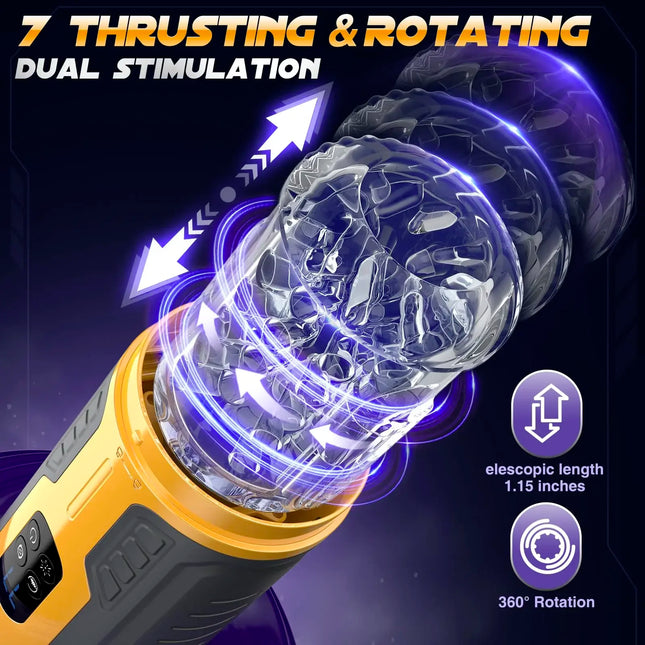 Automatic Male Masturbator Cup Telescopic Thrusting Rotating Sucking Vibrator Pocket Pussy Adult Sex Toy for Men Penis Supplies