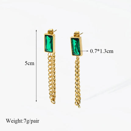 EILIECK 316L Stainless Steel Green Crystal Necklace Bracelet Earrings For Women Luxury Colorfast Jewelry 3-piece Set Gift Party
