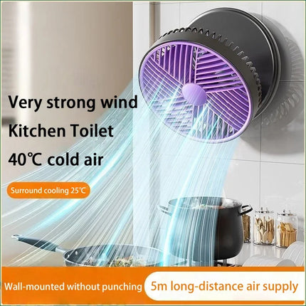 5000mAh 3IN1 Rechargeable Multifunctional Portable Fan Wall Mounted Fan 90° Folding Fan 4 Gears With Warm Night Light New 2025