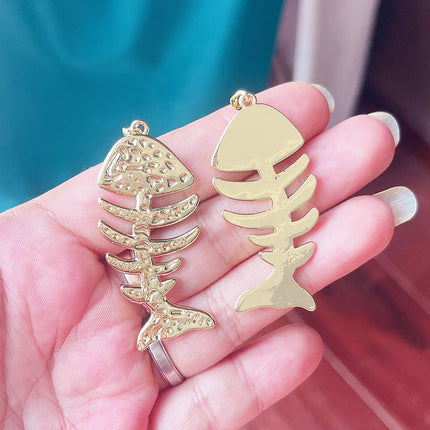 Enamel Fish Bone Squid Marine Sea Dalphin Charm Pendant,18K Real Gold Silver Plated Zircon Jewelry Finding Supplies S87 S75