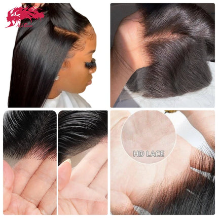 Ali Queen Hair Products 4x4 5x5 6x6 HD Lace Closure Invisible Melt Skin Full Frontal 13x6 13x4 Indian Virgin Hair