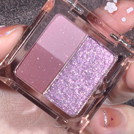 Ice Grape Pink Purple Eyeshadow Palette Sequin Pearlescent Whitening Eye Shadow Palette Waterproof Glitter Powder Set Portable