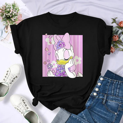 Family Vacation T Shirt Kawaii Mickey Minnie Donald Duck Daisy Print Fashion Clothes Casual Women T-shirt Camiseta Mujer