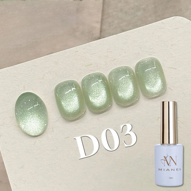 12ML 1-12pcs 2026 Autumn Nails Tyndall Whitening Cat Eye Gel Nail Polish Clear Glass Bead Cat Eye Nail Glue Yellow Nails Orange