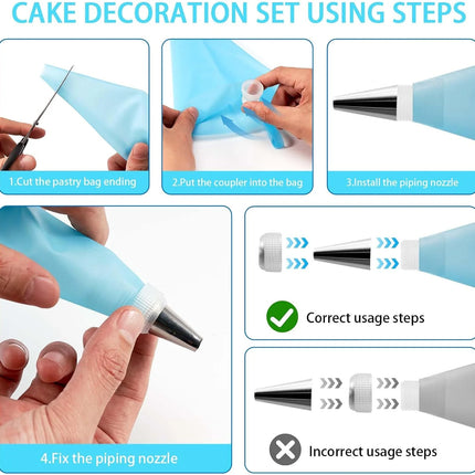 13PCS Russian Piping Tips Set Cake Decorating Kit- 7 Flower Nozzles,EVA Bag & Tools - for DIY Cake Puff Decoration Baking Tools
