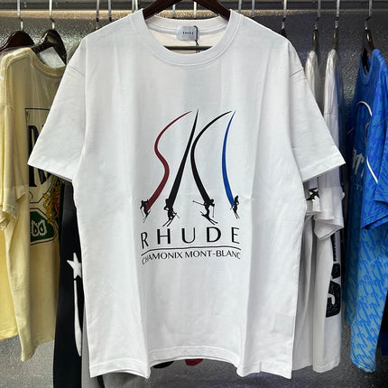26SS New American Style Rhude T-Shirt High Street Hip Hop Fashion Men's Women's Trendy Short Sleeve Stock