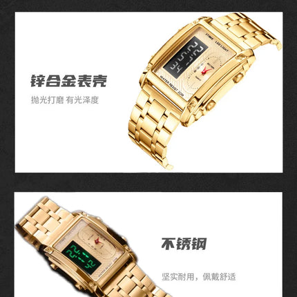 Men Wrist Watches Top Brand Luxury Relogio Masculino Stainless Steel Band Watch For Male Clock Men Dual Display Wrist Watch