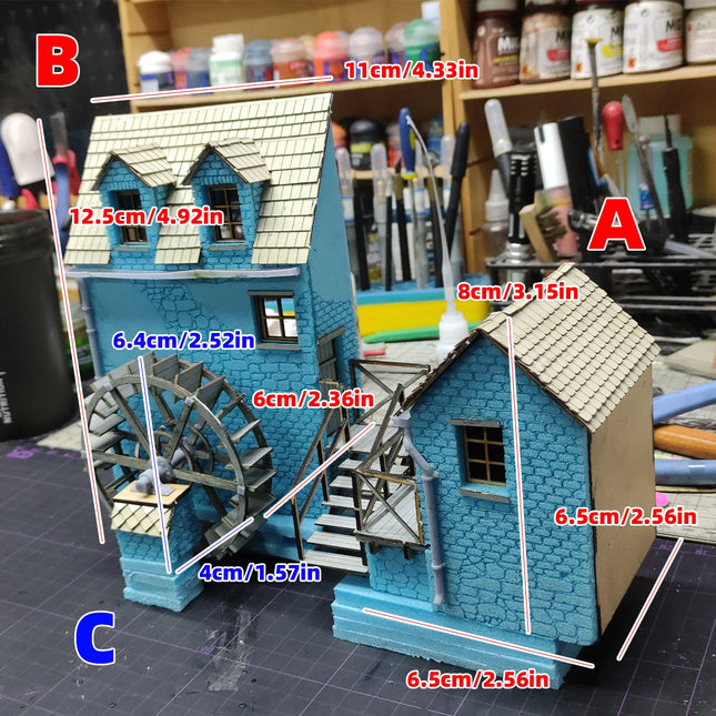 Assembly Architectural Miniature Building Architecture European Rural Watermill Vernacular House Diorama Scale Model Kit 1/35