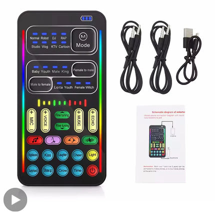 Voice Changer Microphone Bluetooth Mic Wireless For iPhone Android Mobile Cell Phone PC Mini Live Sound Card Mixer Recorder Kit
