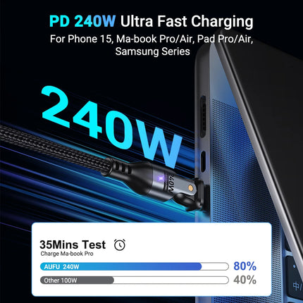AUFU 240W USB C to USB Type C Cable for MacBook Pro Quick Charge 3.1 PD Fast Charging Cable for Samsung Xiaomi POCO Charge Cable