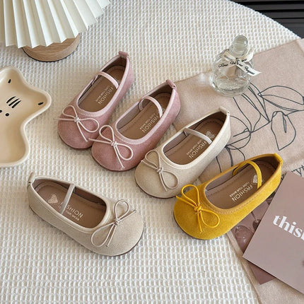 2025 Spring Autumn New Children Leather Shoes for Girls Fashion Korean Style Soft Sole Anti-slippery Sweet Bowtie Princess Shoes