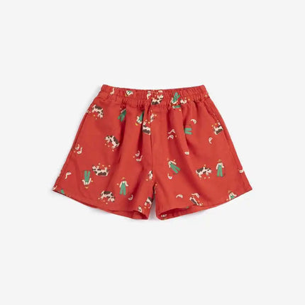 2026BC Short-sleeved Set Boys' Printed Shirt Shorts Polo Shirt Casual Pants Girls' Wide-Leg Pants Short Skirt
