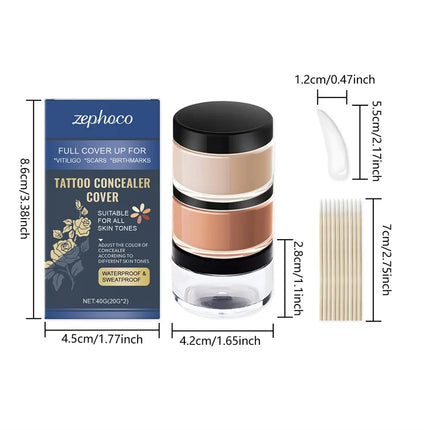 Sweatproof Tattoo Concealer Covers,Waterproof And Durable Skin Concealer,For Dark Spots Vitiligo Scars,Light And Thin
