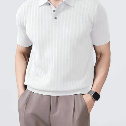 Cool and Stylish Men's Ice-Cold Silk Knitted Polo Shirt for Summer, Trendy Brand Polo Shirt with a Collared Design, Perfect for