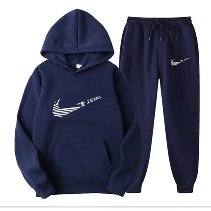 Men Tracksuit 2 Pieces Sets Hooded Sweatshirt +Drawstring Pants Male Hoodies Running Sportswear Men Women Autumn Sportwear