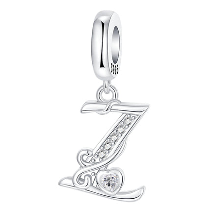 925 Sterling Silver  A-Z 26 English Letters Retro Fashion Pendant Fit Original Bracelet Charm Beads Necklace Diy Female Jewelry