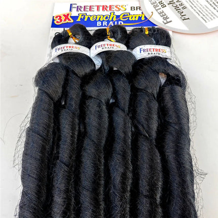 French Curly Braiding Hair Synthetic Wavy Hair Bundles Extensions Loose Weave Bundles 22 Inch 3pcs/Pack French Curly Braid Hairs
