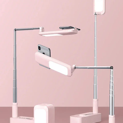 Multifunction PTZ Mobile Phone Live Dual Holder with 1000mAh Fill Light  Bluetooth Remote Control Retractable Shooting Stand