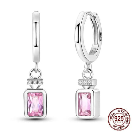 Luminous Shell Women Earrings Original 925 Sterling Silver Pave CZ Star Moon Hoop Earrings Engagement Wedding Jewelry