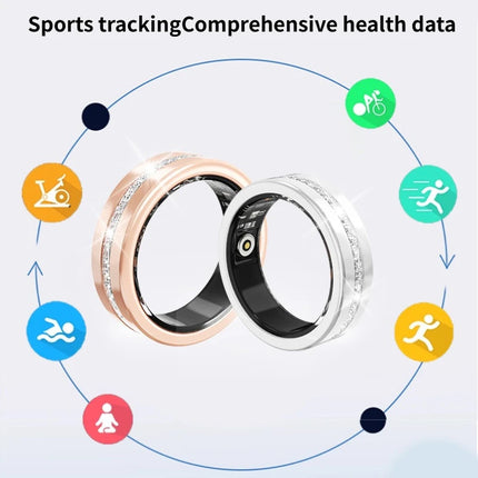 Diamond Smart Ring Heart Rate Monitor Waterproof Bluetooth Sleep Tracking Fitness Ring