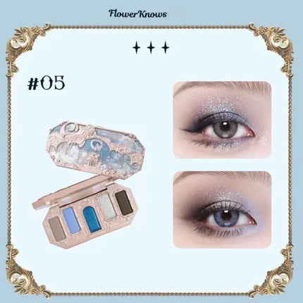 Flower Knows Strawberry Rococo Moonlight Mermaid Jewel Eyeshadow Palette 5 Colors Pearlescent Mashed Potatoes 2023