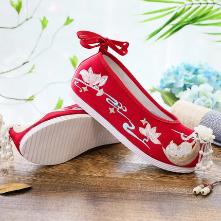 Chasing Moon Hot Sale Of The Season New Style Ming Dynasty Hanfu Shoes National Style Upturned Head Cotton Shoes Ancient Wedding