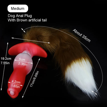 Anal Plug with Tail BDSM Adult Sex Game Cosplay 18+ Anal Dildo for Women Men Silicone Soft Butt Plug Gay Sex Toys for Party BDSM