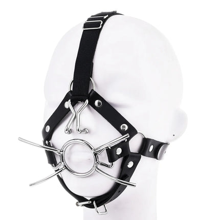 BDSM Metal Spider Gag with Nose Hooks Head Harness Bondage Slave Restraint Adult Sex Toy for Women Men Gay Fetish Role Play Gear