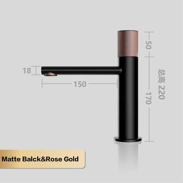 Brass Black Bathroom Faucet Round Hand Washing Toilet Table Under High-End Hotel Hot and Cold Faucet