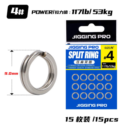 JIGGING PRO Split Rings Fishing 10/15Pcs Stainless Steel Lure Rings Fishing Connectors Snap Rings Fishing Accessories
