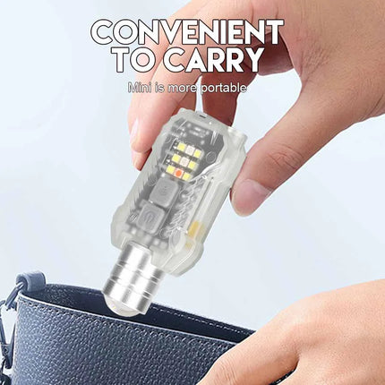 Mini Portable EDC Flashlight USB Rechargeable Zoomable Torch Powerful Pocket Flashlight with White,Yellow and 395nm UV Lamp