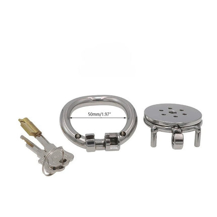 Flat Male Cock Cage with Metal Catheter - 18+ Urethral Negative Pressure Chastity Lock, BDSM Bondage Toy for Couples