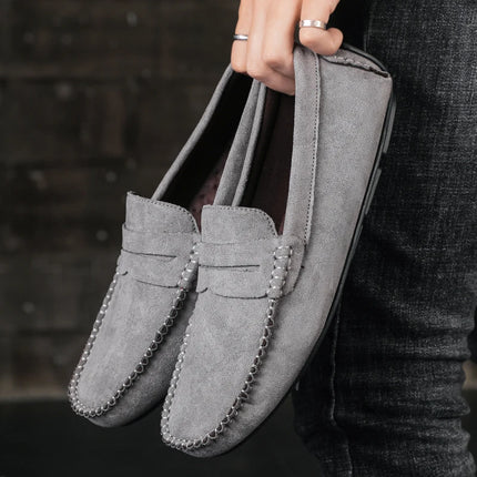 Fashion Suede Men Casual Shoes Breathable Leather Mens Loafers Slip on Male Driving Shoes Luxury Brand Comfortable Boat Shoes