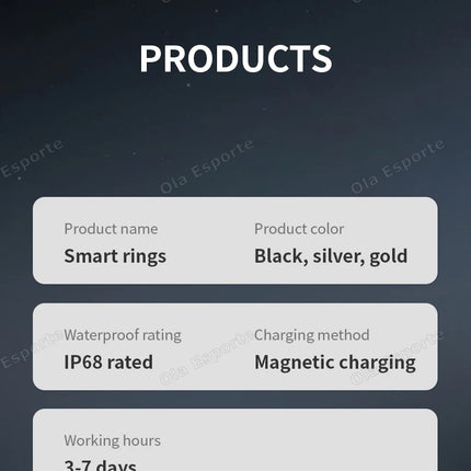 2026 Smart Ring Blood Pressure Heart Rate Sleep Monitoring Smartring IP68 & 5ATM Waterproof Multi-sport Mode Smartring Man Women