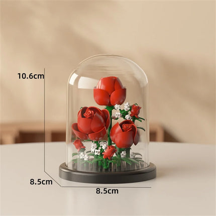KNEW BUILT Eternal Rose Micro Mini Building Block Flower Toy-Ever-Blooming without Wither,Ideal Valentine's Day Gift for Girls