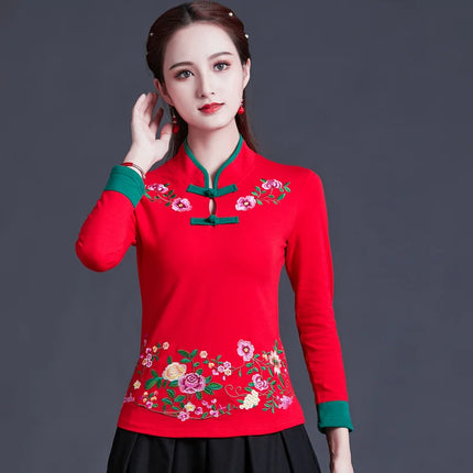 Ethnic Style Streetwear Fashion Casual Women's Clothing Shirts for Women Vintage Clothes T-shirt Y2k Top Women's Clothes Embroidery