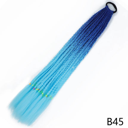 AZQUEEN Synthetic Gradient Color Dirty Braided Ponytail 60CM Elastic Rubber Band Braiding Pony Tail Hair Extensions For Girls