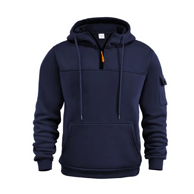 Half Zipper Men's Tactical Hoodies Solid Warm Fleece Military Sweatshirts Multi Pockets Male Hooded Jackets Thick Outdoor Polar