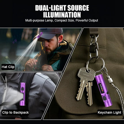 Rechargeable Mini Flashlight Aluminum Alloy Keychain Flashlight Super Bright Emergency Red Blue Floodlight Magnet Work Light