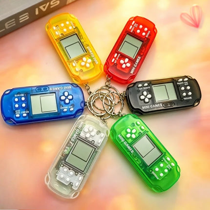 Hot Selling Mini Handheld Game Keychain Classic Tetris Retro Pocket Electronic Game Machine 26 Games Children Surprise Gift Toy