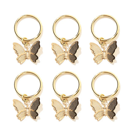 New 6Pcs Butterfly Star Pendant Hair Clip For Women Braid Trendy Metal Rings Western Style Accessories Girls Headdress Tocado