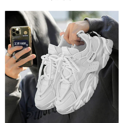 Men's Thick Sole Sport Shoes Simple Fashionable Casual Sneaker High Quality Rubber Plastic Male Athletic Shoes Chunky Sneakers