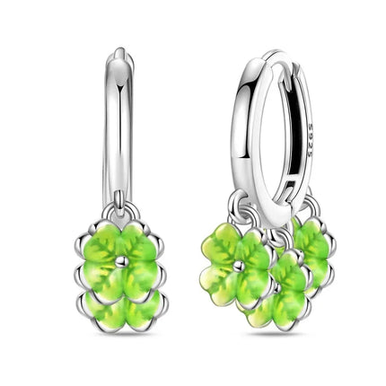 Original Earrings 925 Silver Fruit Series Cherry Strawberry Hoop Earrings Ear Studs Zircon Making Jewelry for Women Girl Party