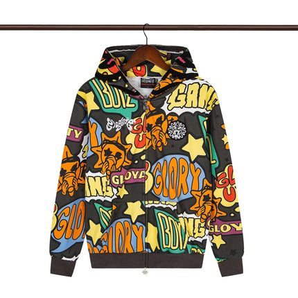 Glo Gang The Glory Full Zip Hoodie Camouflage Cardigan Men Women 1:1 Best Quality Oversize Hooded