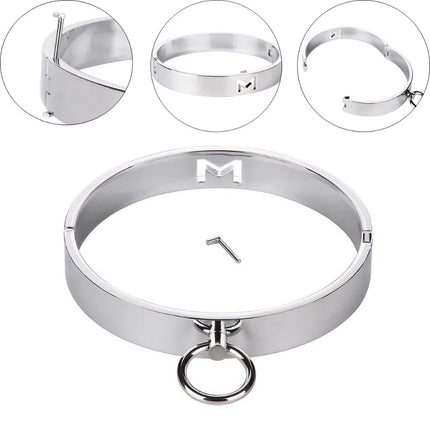Metal Handcuffs Wrist Ankle Cuffs Locking Neck Collar Posturte Slave Bondage SM Spreader Bar Shackles Adult Sex Toys Men Women