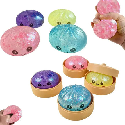 In Stock Glitter Dumpling Glitter Dumpling Squishy Blind Box Dumplings Sensory Squeeze Toy for Stress Relief Desktop Decoration