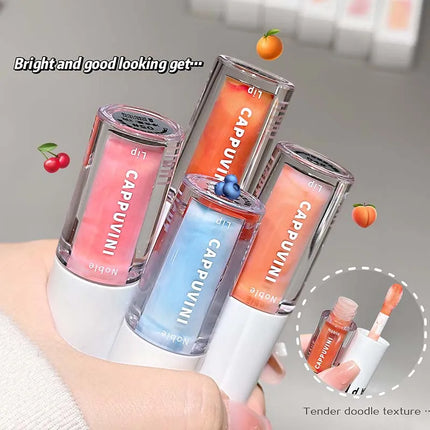 Clear Transparent Grey Purple Lip Gloss Hydrating Drying Lips Mirror Lip Glaze Tint Plumper Moisturizing Crystal Lip Oil Makeup